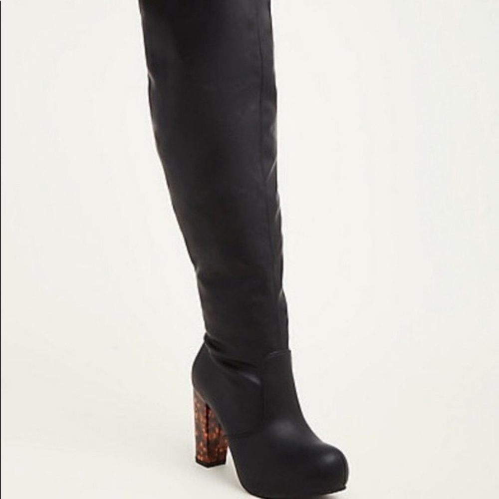 FAUX LEATHER TORTOISE PRINT HEEL BOOTS WW & WC